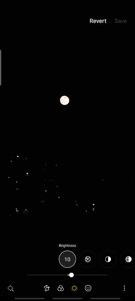 Android photo editor adjusting moon photo brightness